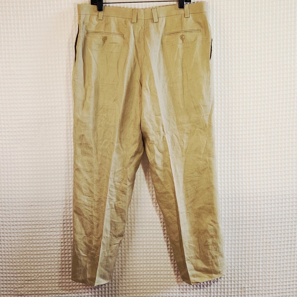 Calvin Klein‎ Linen Dress Pants Mens 38R Beige Lightweight Summer Career